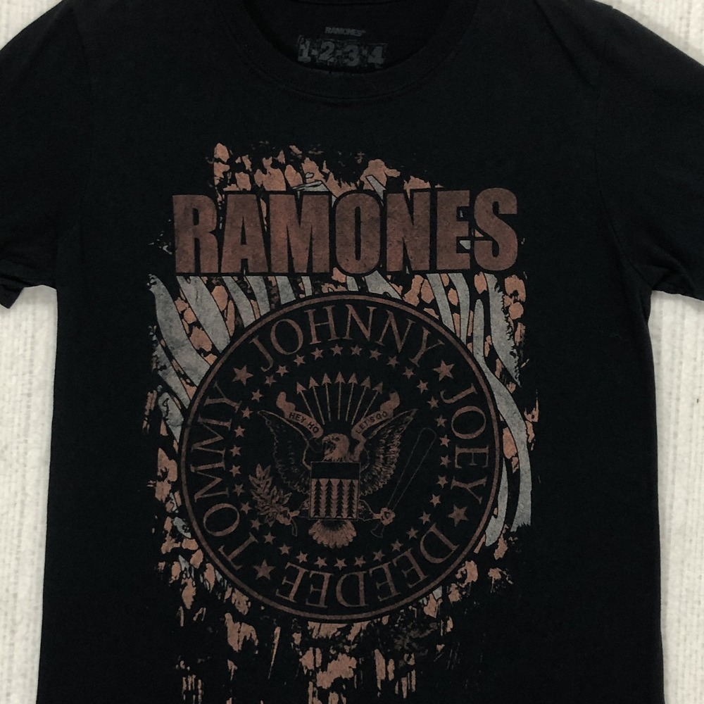 Ramones‎ Presidential Seal Logo Graphic T-Shirt Black Distressed Mens Medium